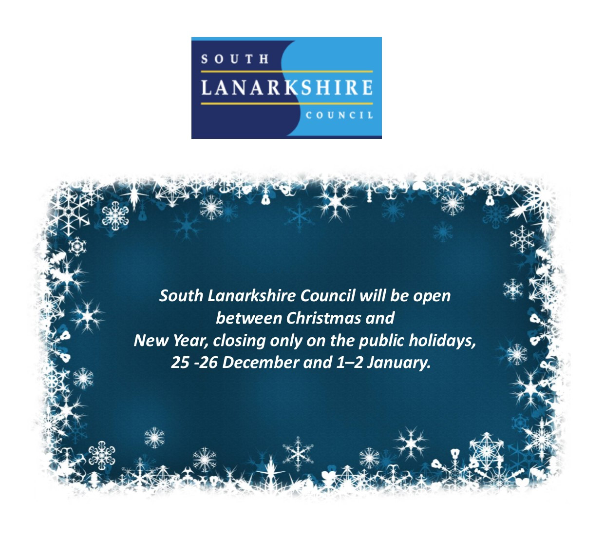 Festive closure dates for South Lanarkshire Council Graham Simpson